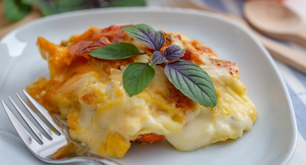 Dýňová parmigiana, velmi chutný a lahodný první chod s pouhými 190 kaloriemi!