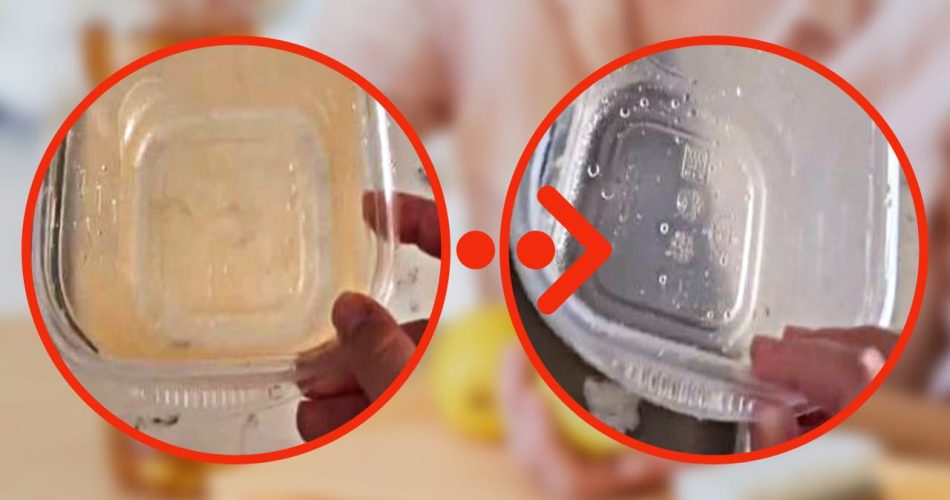 Zažloutlé plastové tácky, spolehlivý způsob, jak je odmastit během několika sekund